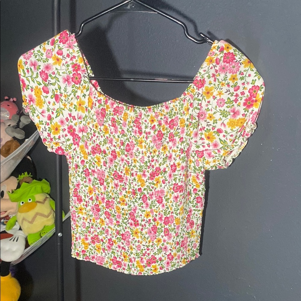 Floral Square Neck Blouse with Puff Sleeves